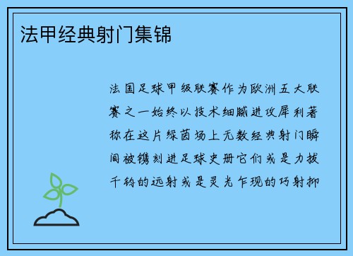 法甲经典射门集锦
